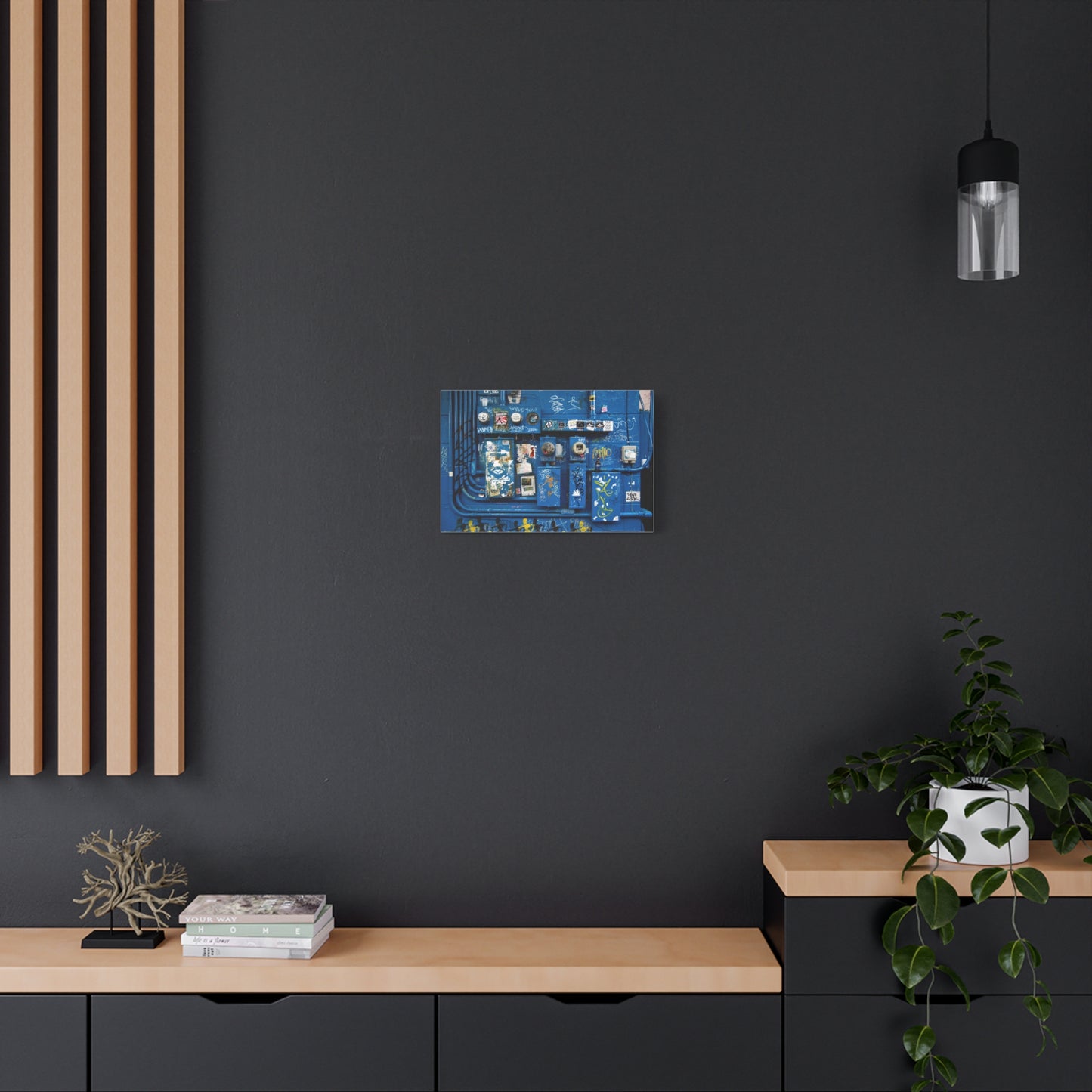 Blue Urban Graffiti Canvas Print — Matte Stretched Wall Art