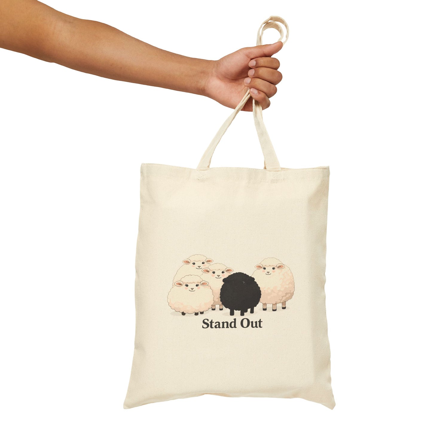 Cute Black Sheep "Stand Out Tote Bag" Canvas Grocery & Market Tote