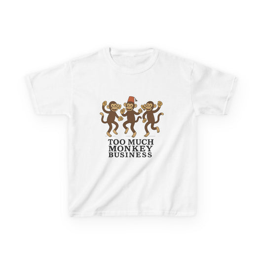 Too Much Monkey Business Kids Tee | Dancing Monkeys Graphic