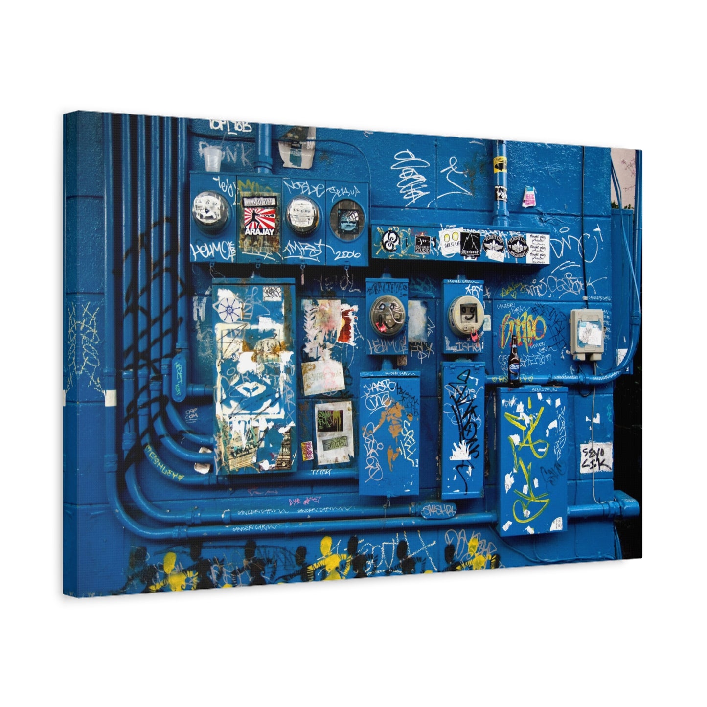 Blue Urban Graffiti Canvas Print — Matte Stretched Wall Art