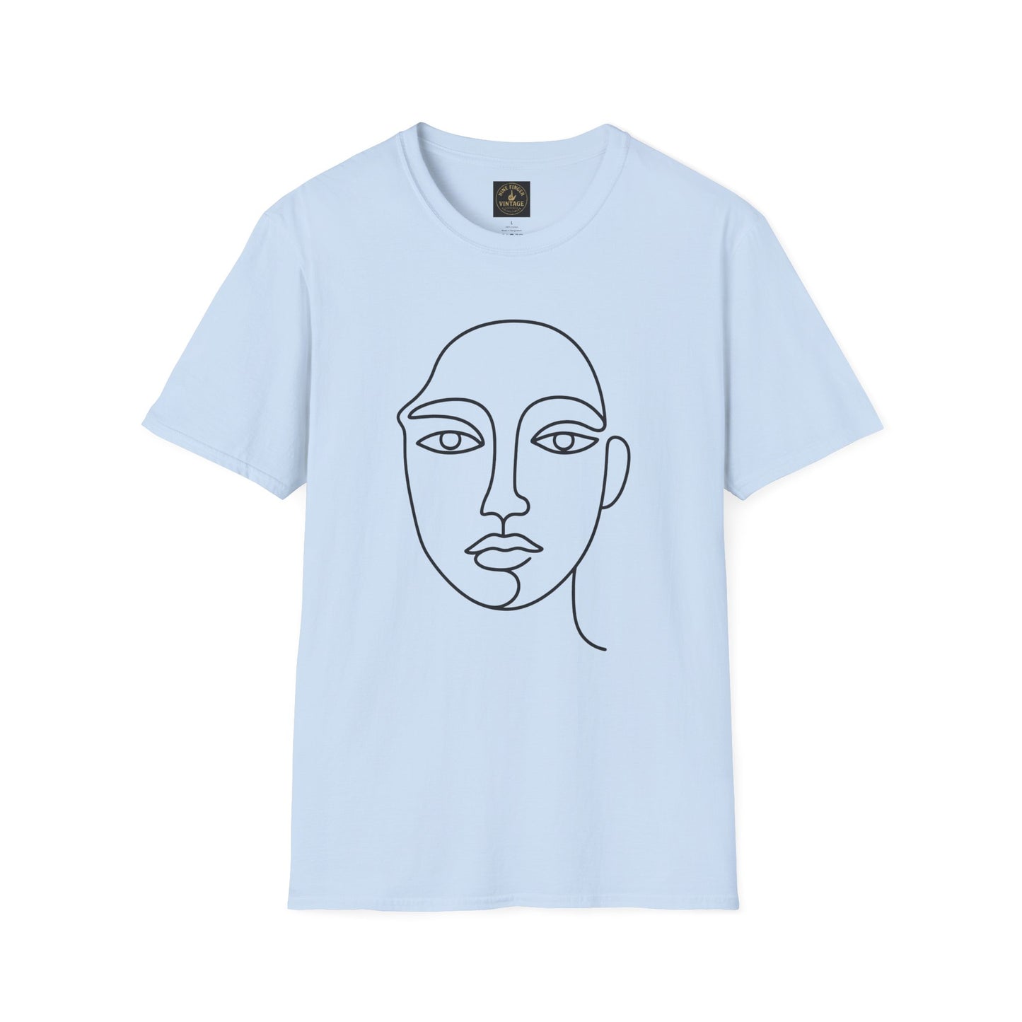 Minimal Line Art Face T-Shirt — Modern Abstract Portrait Tee