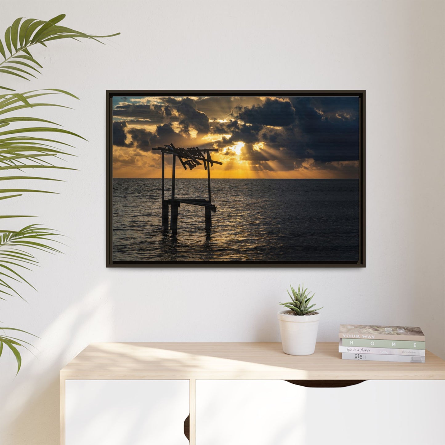 Caye Caulker Sunrise Canvas Print — Framed Matte Ocean Wall Art