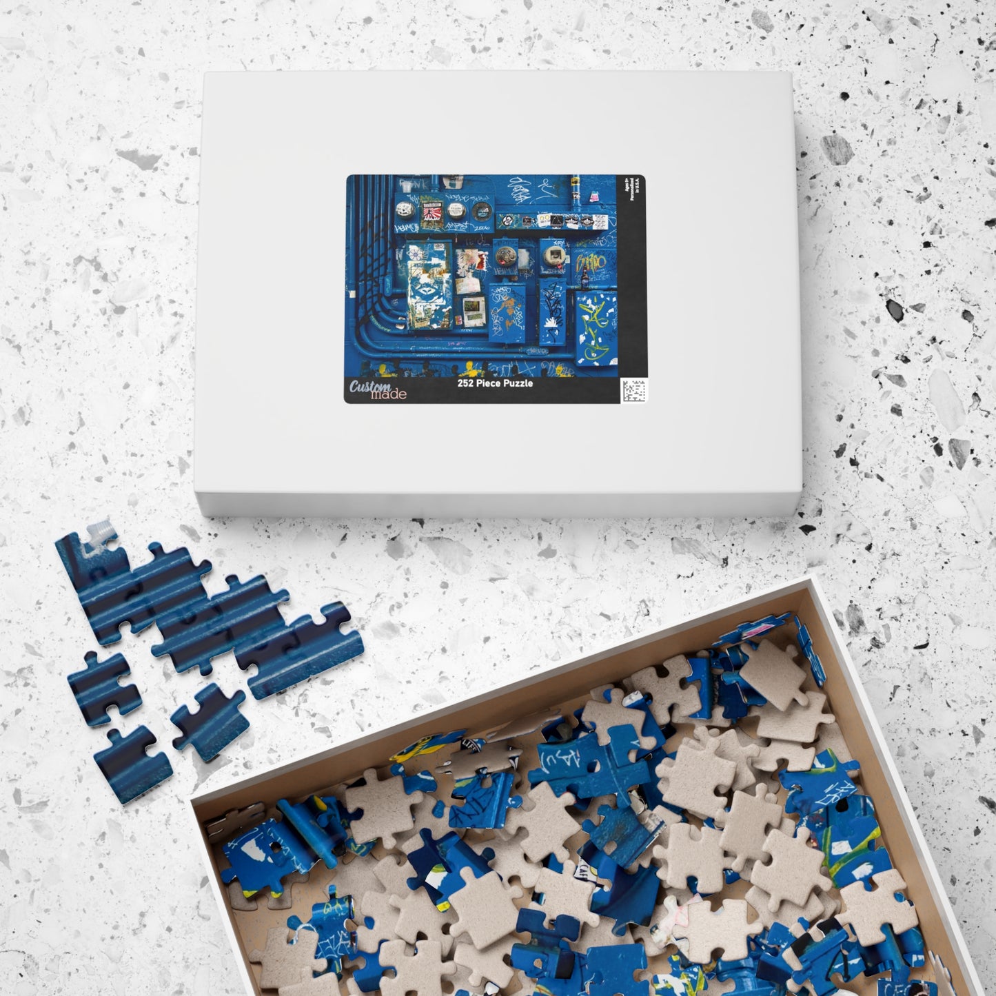 Blue Graffiti Urban Wall Jigsaw Puzzle — 110/252/520/1014-Piece