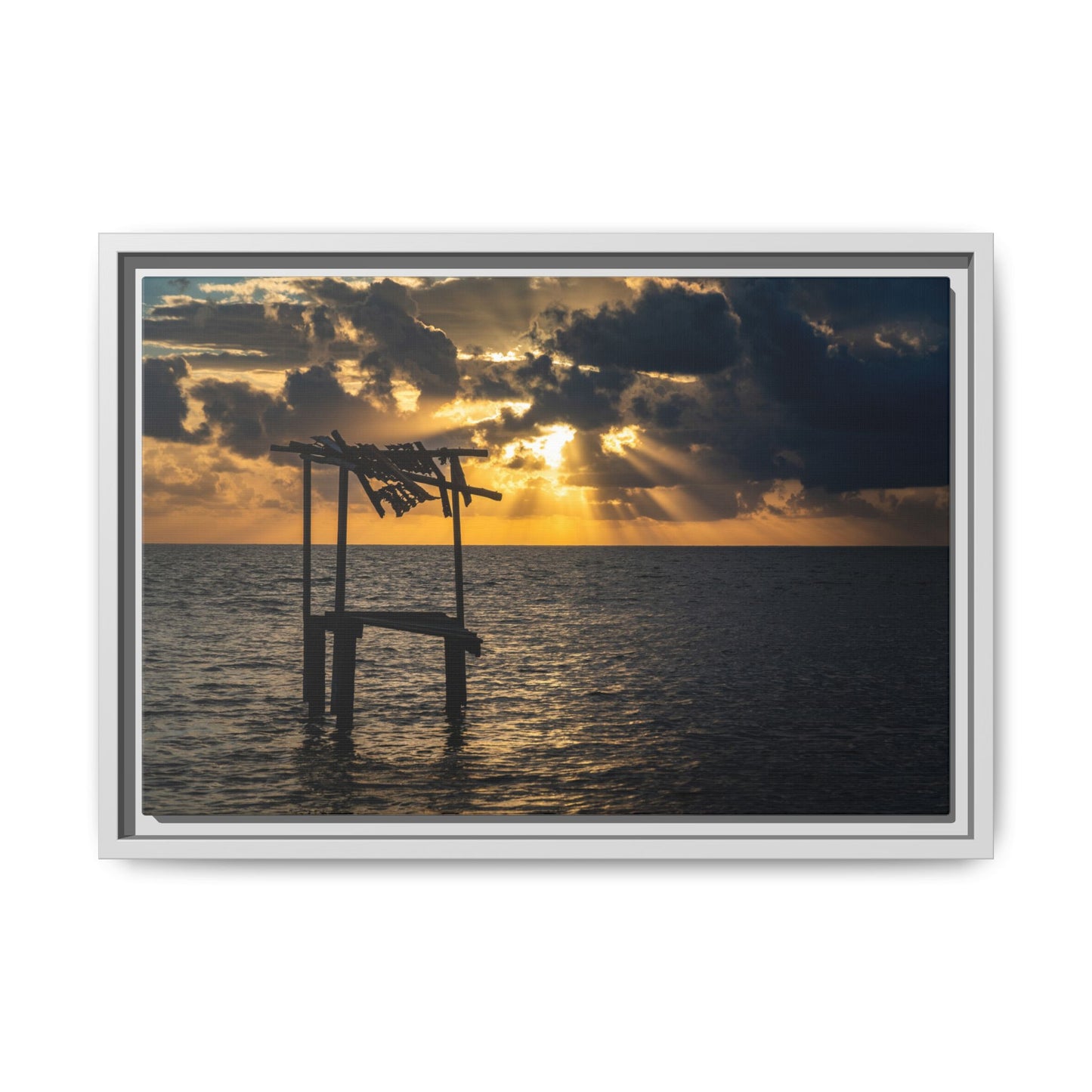 Caye Caulker Sunrise Canvas Print — Framed Matte Ocean Wall Art