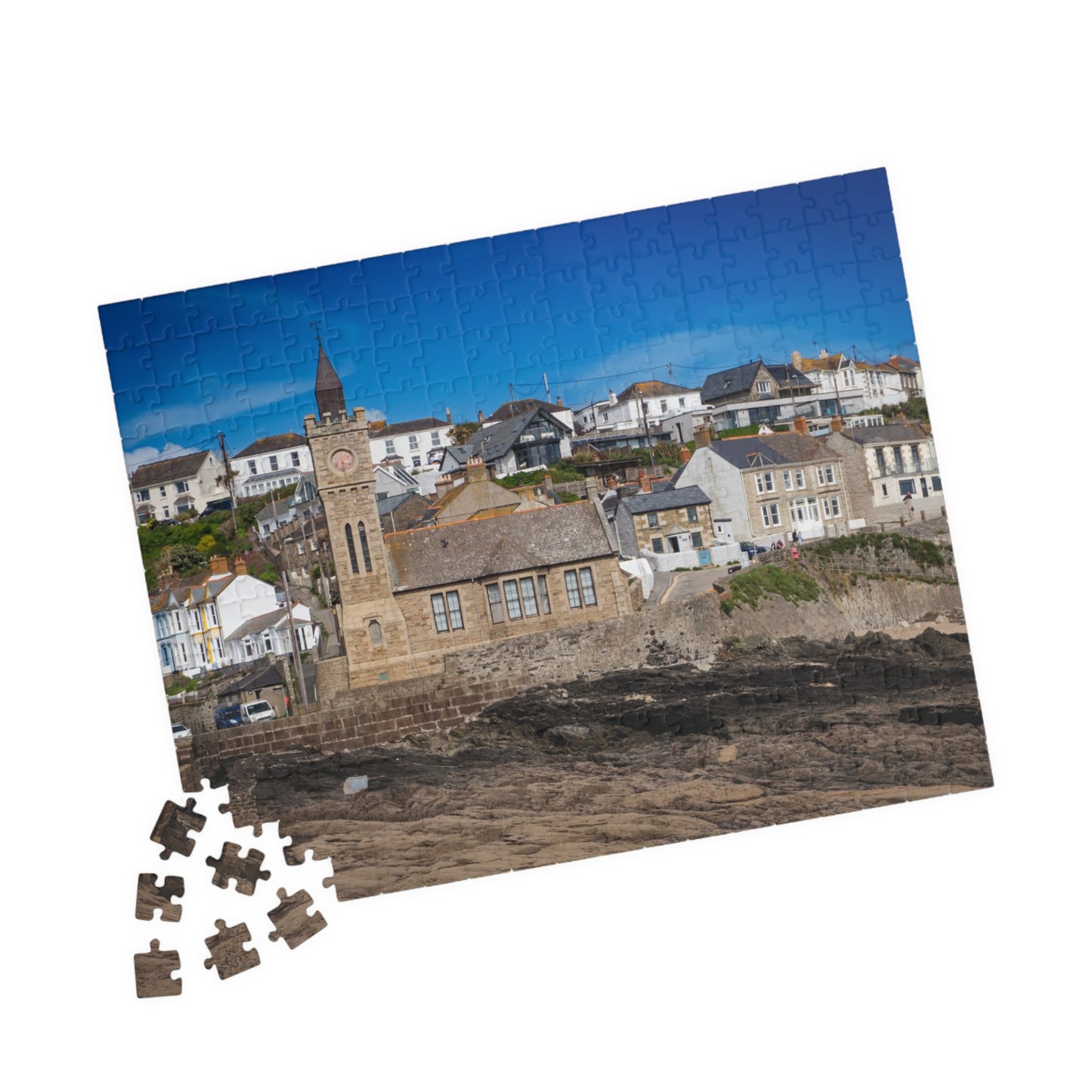 Porthleven Pier Church Puzzle — 520/1014/252/110-Piece Cornwall Jigsaw