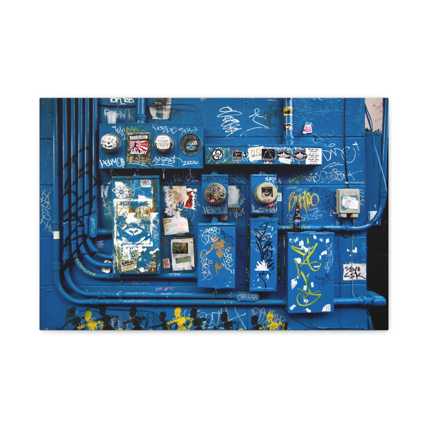 Blue Urban Graffiti Canvas Print — Matte Stretched Wall Art