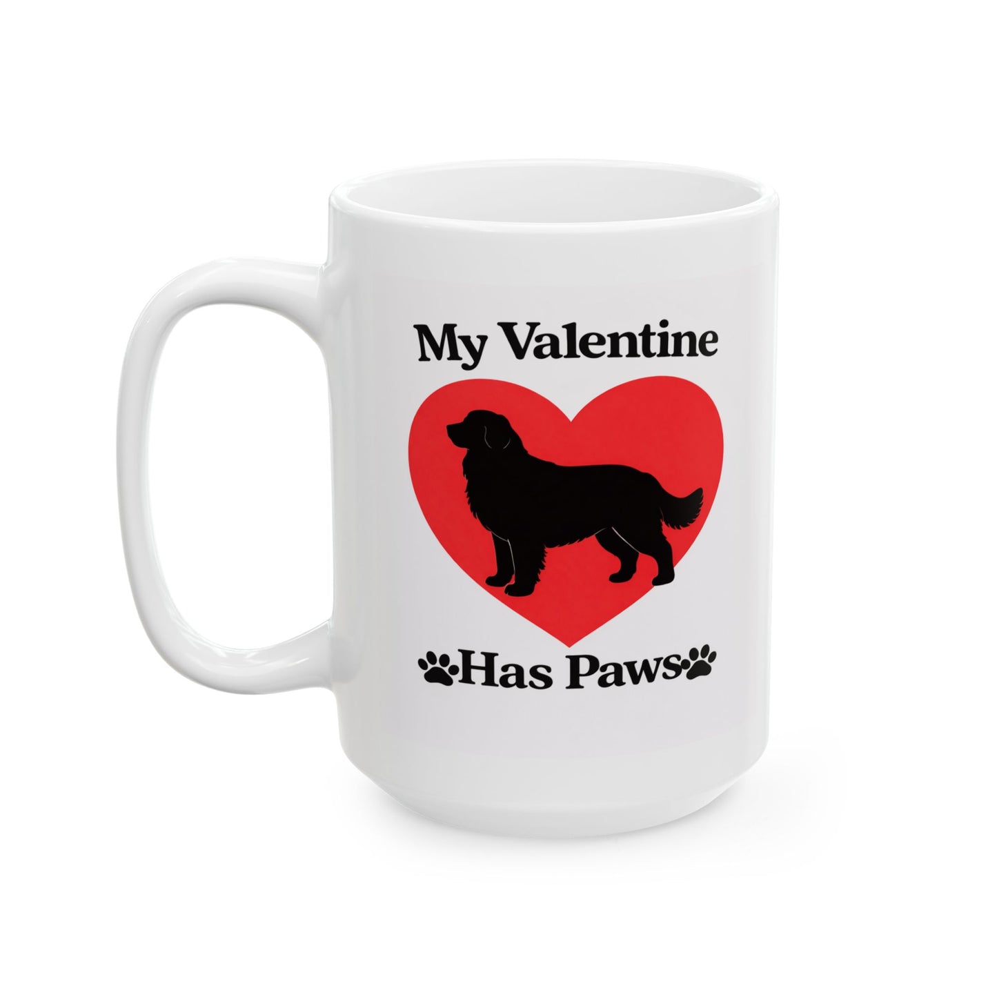 My Valentine Has Paws Bernese Mountain Dog St Valentine's Day dog Cute Pet Lover Coffee Cup (11oz/15oz)