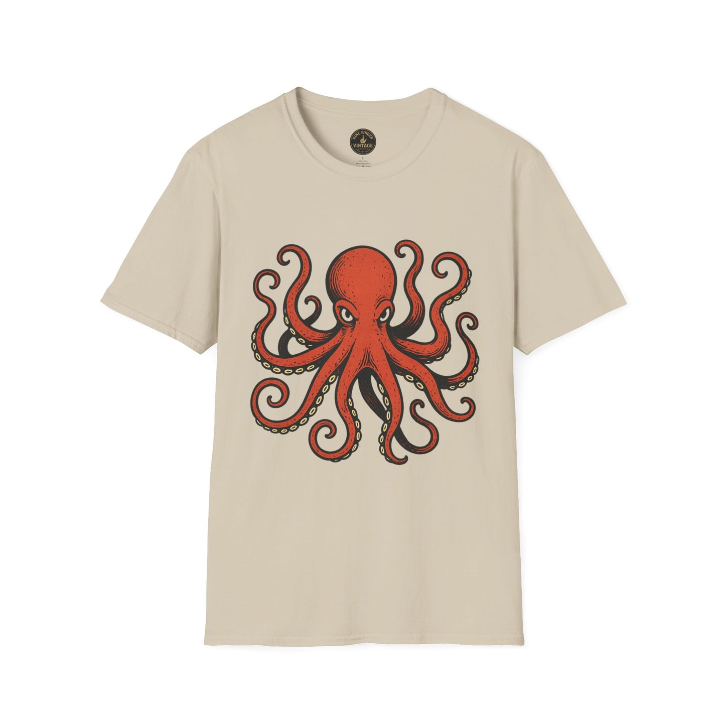 Red Octopus Illustration T-Shirt | Nautical Sea Creature Tee