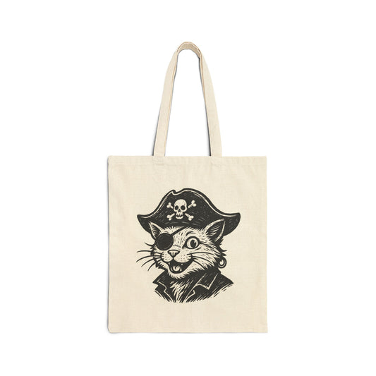 Tote Bag - Cute Pirate Cat Portrait Illustration