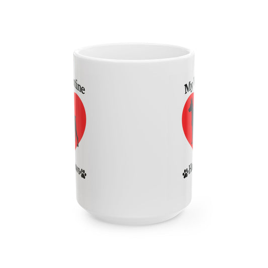 My Valentine Has Paws Doberman St Valentine's Day dog Cute Pet Lover Coffee Cup (11oz/15oz)