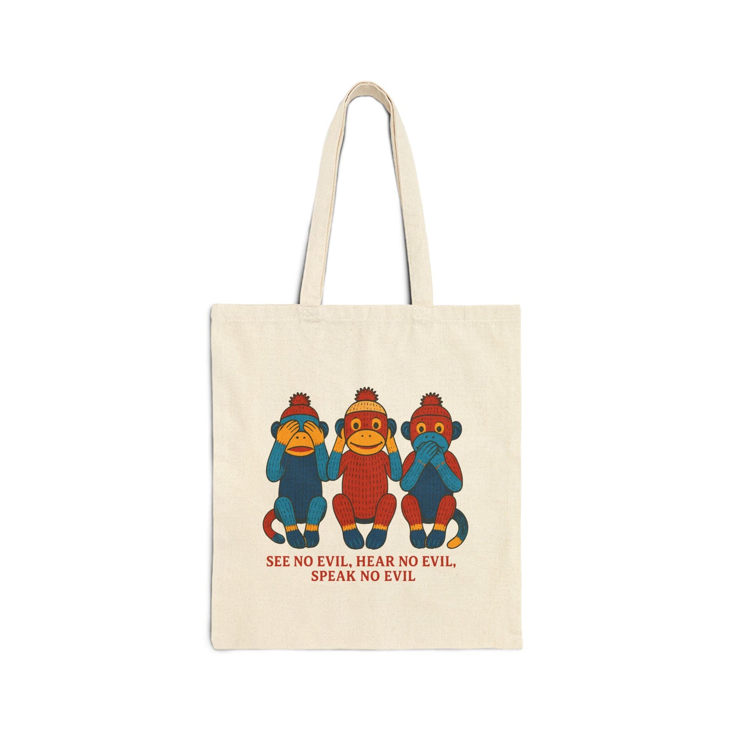 See No Evil Hear No Evil Speak No Evil Tote Bag | Monkey Illustration