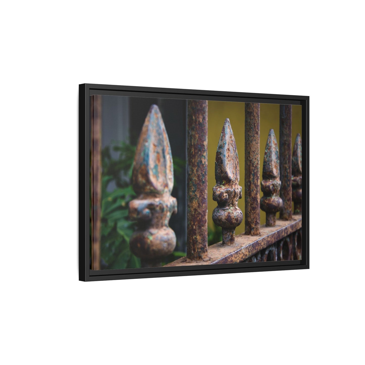 New Orleans Wrought Iron Matte Canvas Framed Wall Art — Rusted Iron Finials
