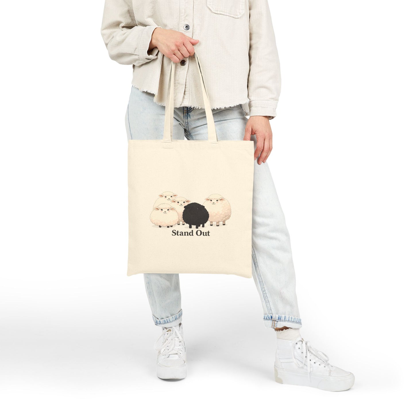 Cute Black Sheep "Stand Out Tote Bag" Canvas Grocery & Market Tote