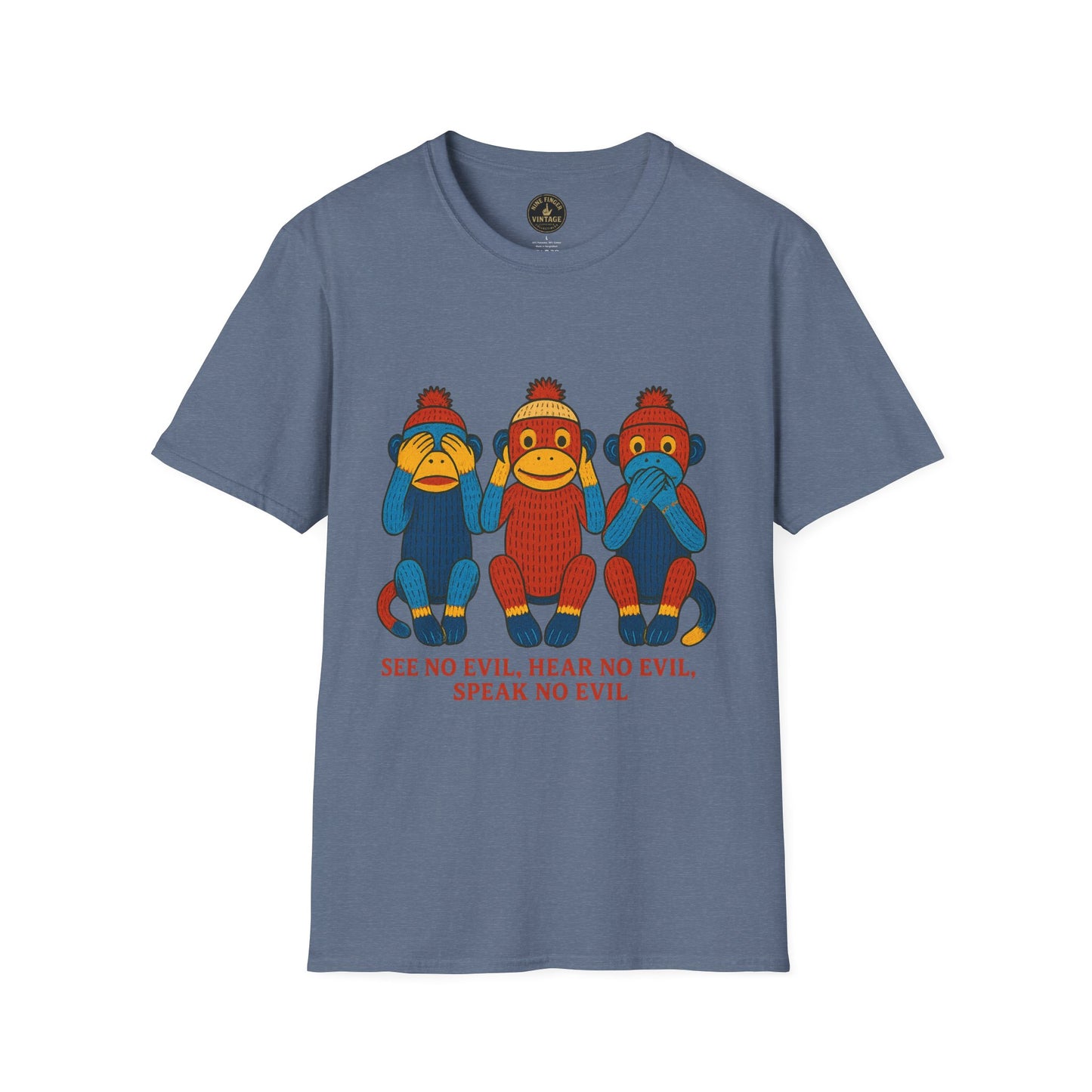 See No Evil Hear No Evil Speak No Evil T-Shirt | Sock Monkey Trio