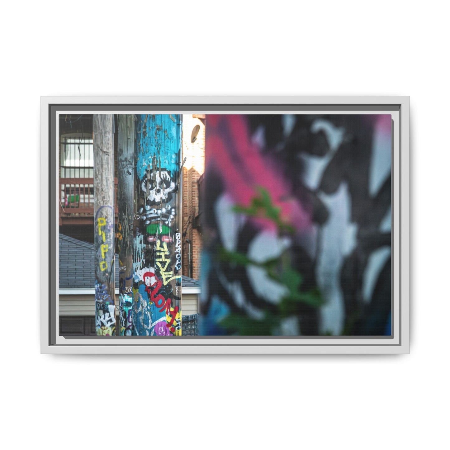 Logan Square Graffiti Matte Canvas Framed — Chicago Street Art Wall Decor