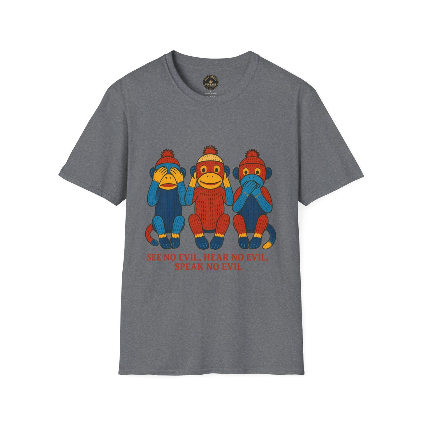 See No Evil Hear No Evil Speak No Evil T-Shirt | Sock Monkey Trio