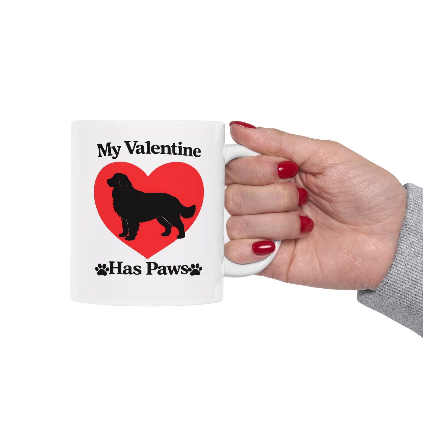 My Valentine Has Paws Bernese Mountain Dog St Valentine's Day dog Cute Pet Lover Coffee Cup (11oz/15oz)