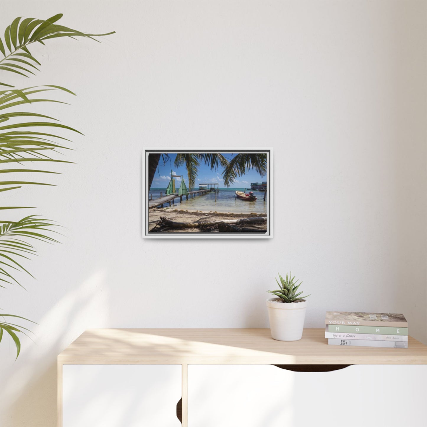 Caye Caulker Beach Canvas Print — Framed Matte Wall Art
