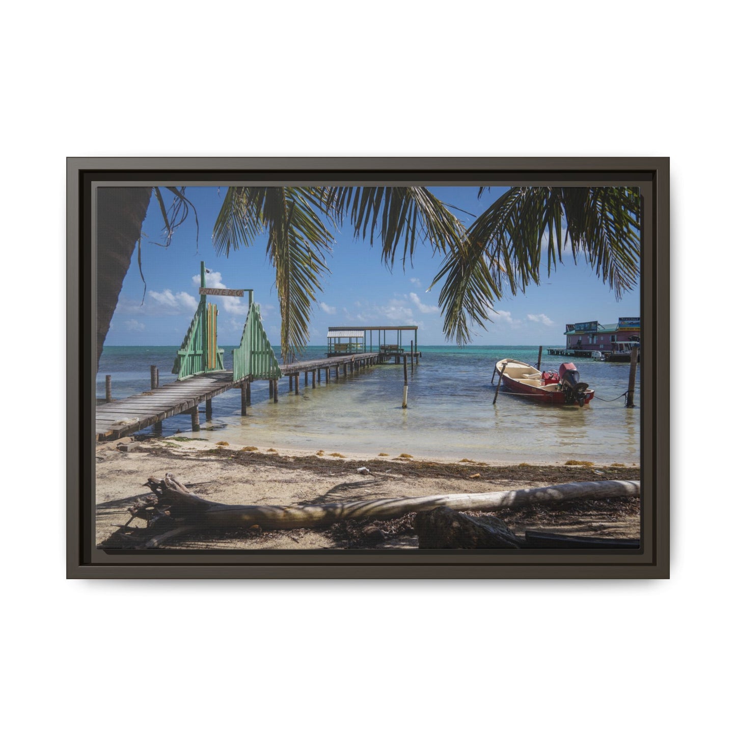 Caye Caulker Beach Canvas Print — Framed Matte Wall Art