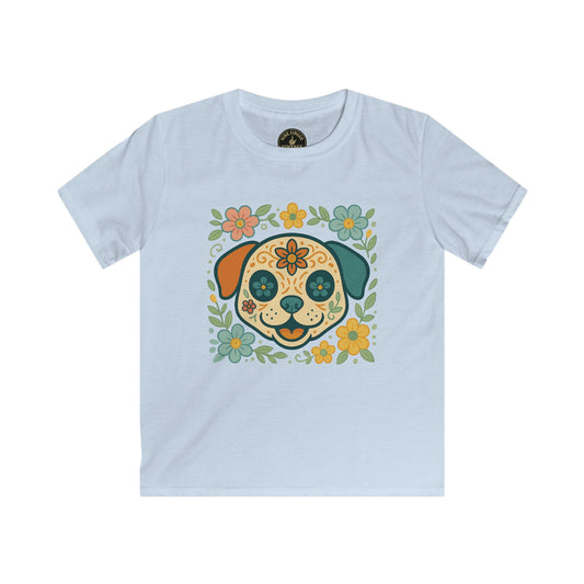 Kids T-Shirt - Floral Sugar Skull Puppy Graphic