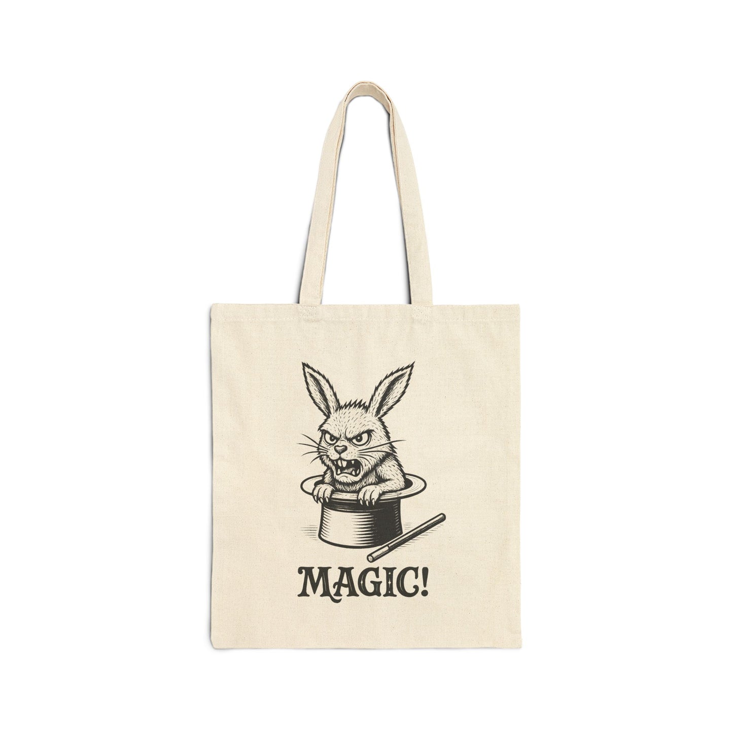 Tired Angry Rabbit Magic Hat Cotton Canvas Tote — Funny Magic Trick Bunny Bag