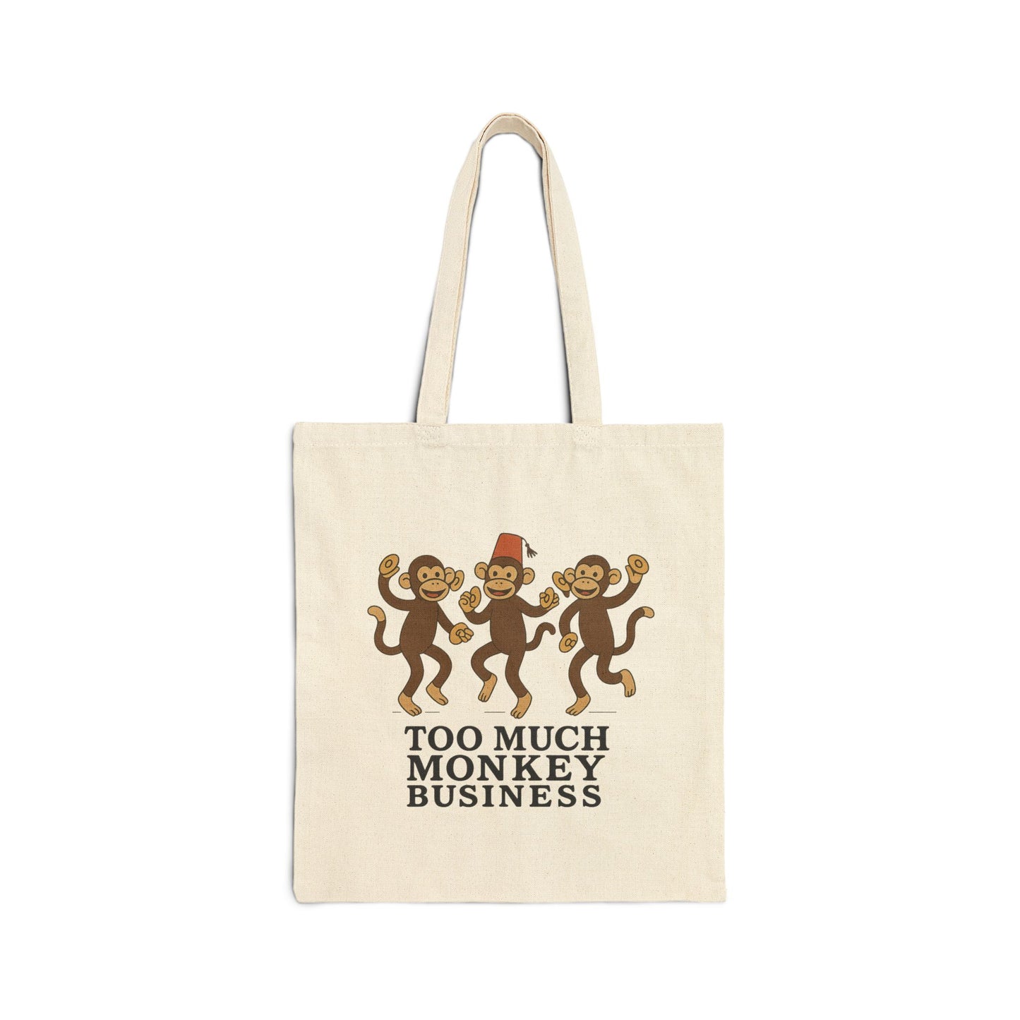 Too Much Monkey Business Tote Bag | Dancing Monkeys Canvas Tote
