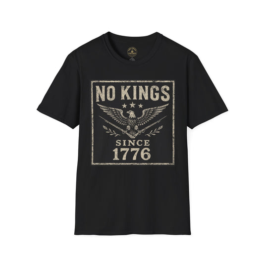 No Kings Since 1776 Vintage Patriot T-Shirt BLACK ONLY