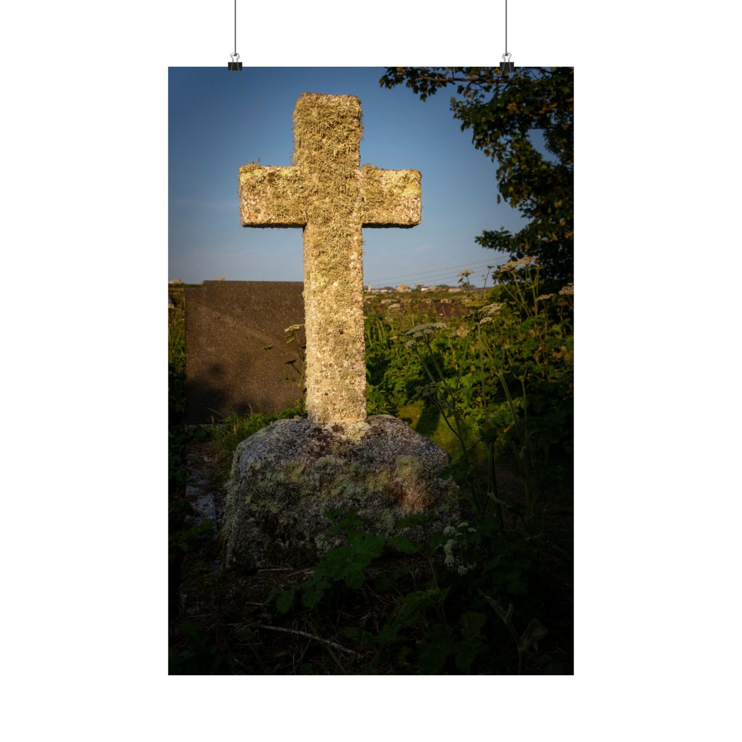 Stone Cross Poster | Matte Vertical Religious Wall Art
