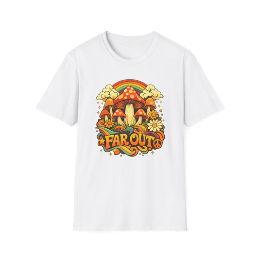 Far Out Mushroom T-Shirt 1970s - Retro Psychedelic Graphic Tee