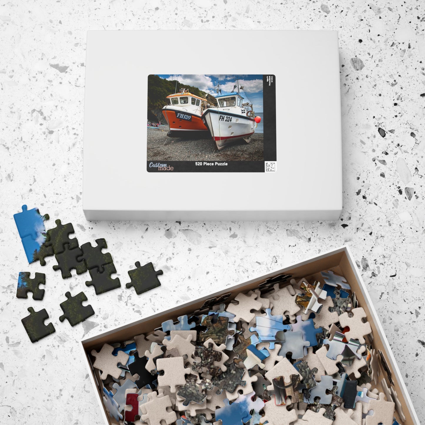 Coastal Fishing Boats Jigsaw Puzzle — Scenic Harbor Photo Puzzle (110/252/520/1014 pcs)
