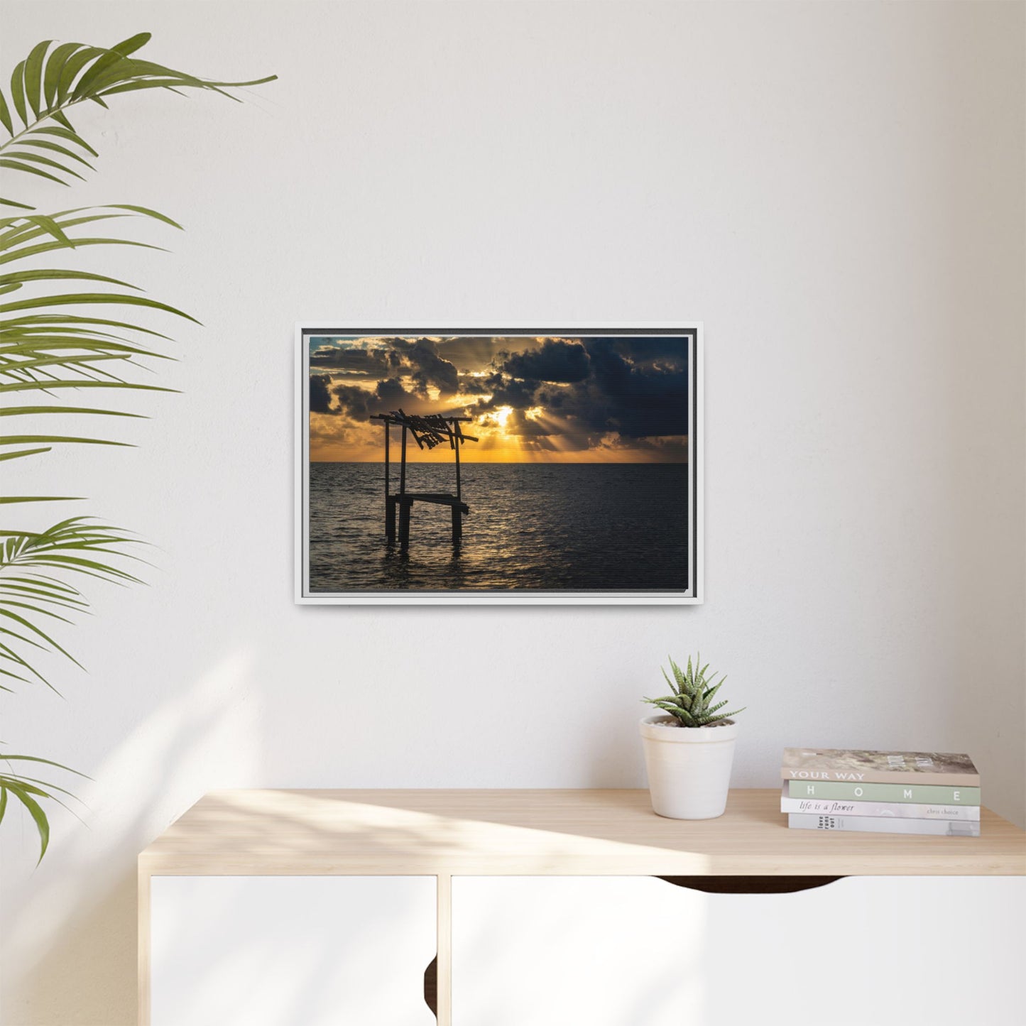 Caye Caulker Sunrise Canvas Print — Framed Matte Ocean Wall Art