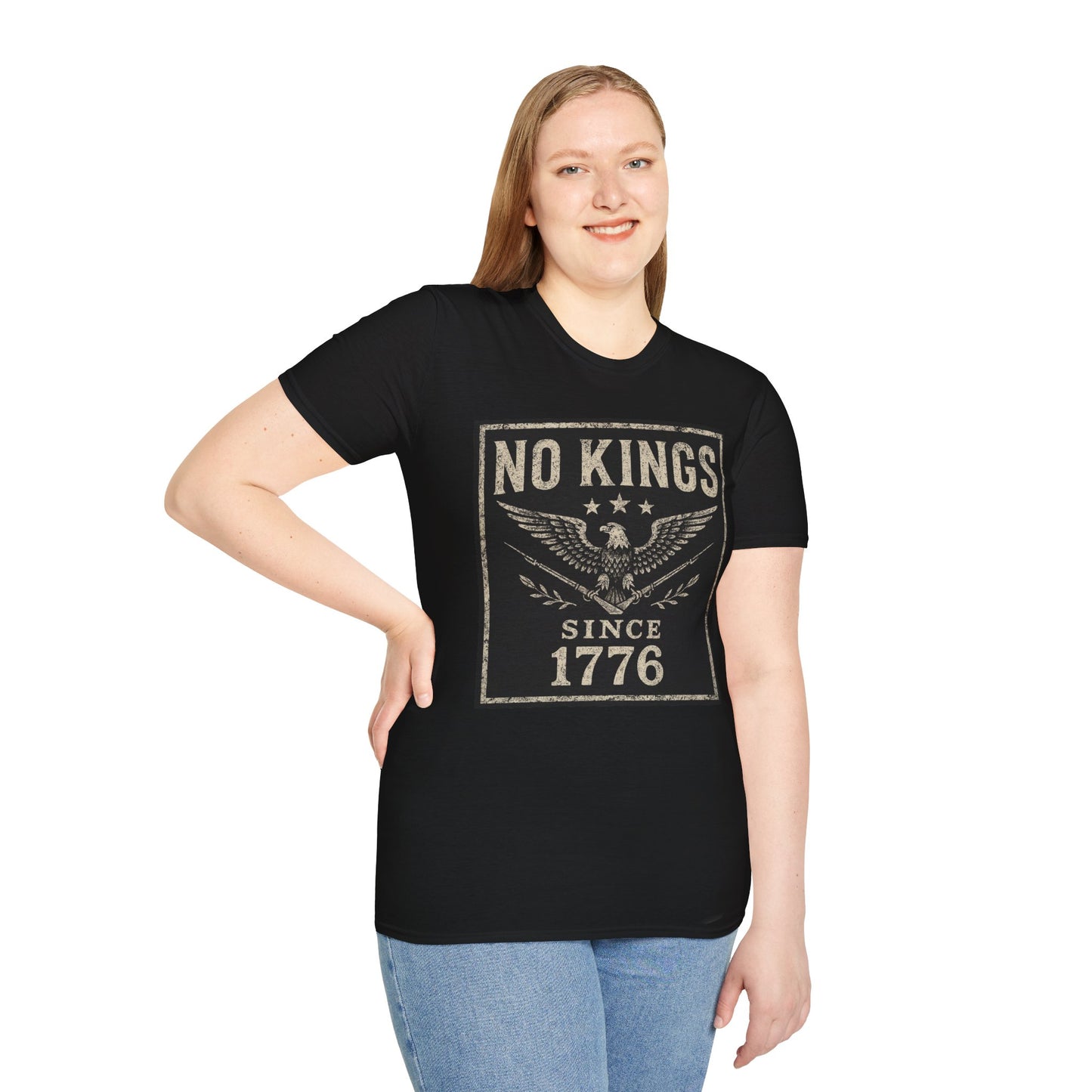 No Kings Since 1776 Vintage Patriot T-Shirt BLACK ONLY