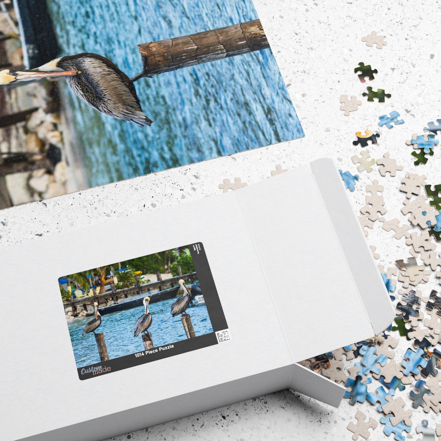 Pelican Harbor Jigsaw Puzzle — Scenic Coastal Bird Photography Puzzle (110–1014 pcs)