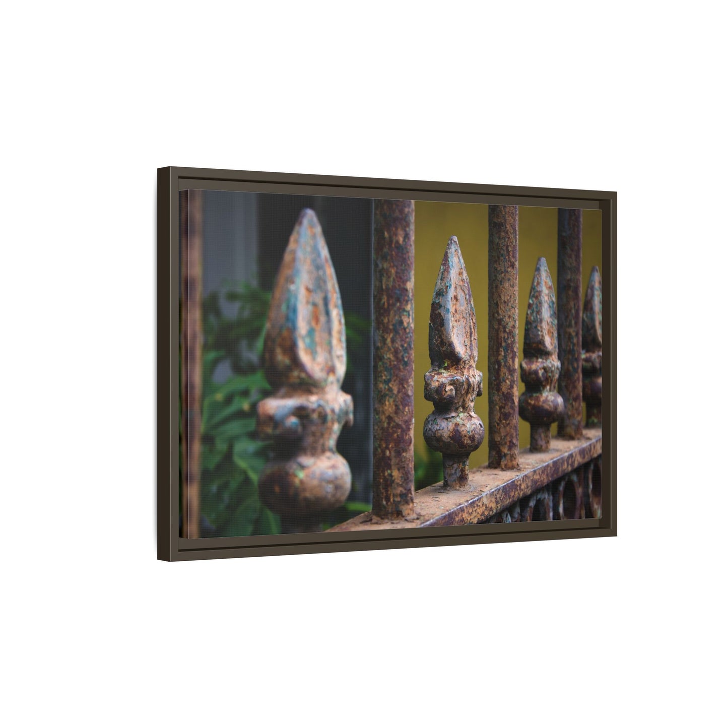 New Orleans Wrought Iron Matte Canvas Framed Wall Art — Rusted Iron Finials