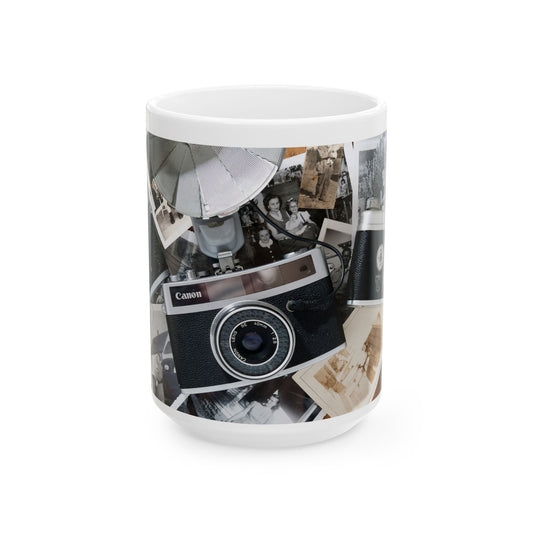 Vintage Camera Photo Collage Ceramic Mug – Gift for Photographers & Memory Keepers (11oz, 15oz)