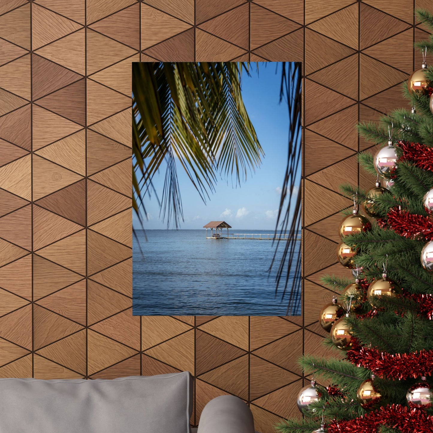 Tropical Palm Beach Pier Poster | Matte Vertical Poster