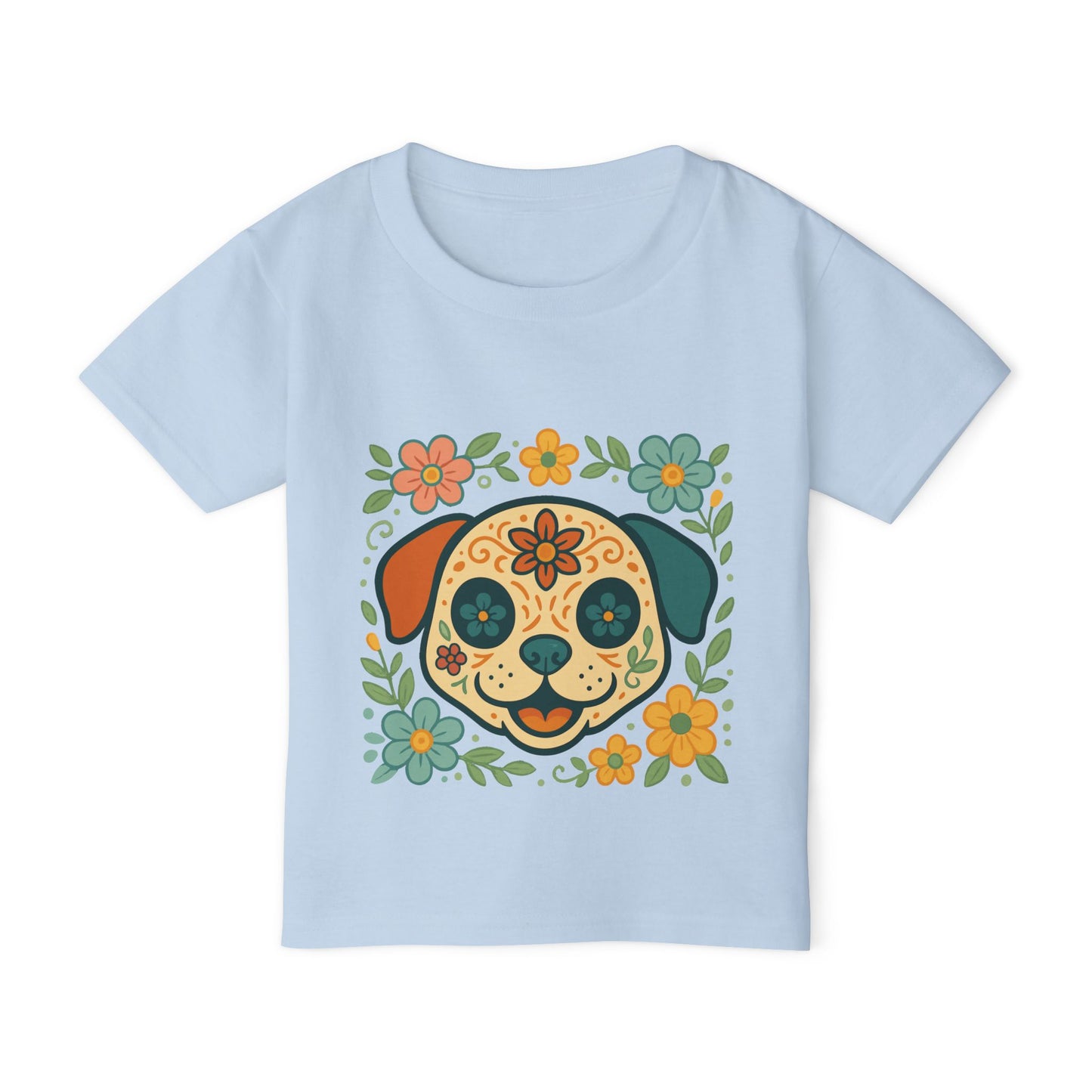 Toddler T-Shirt • Floral Sugar Skull Puppy Design