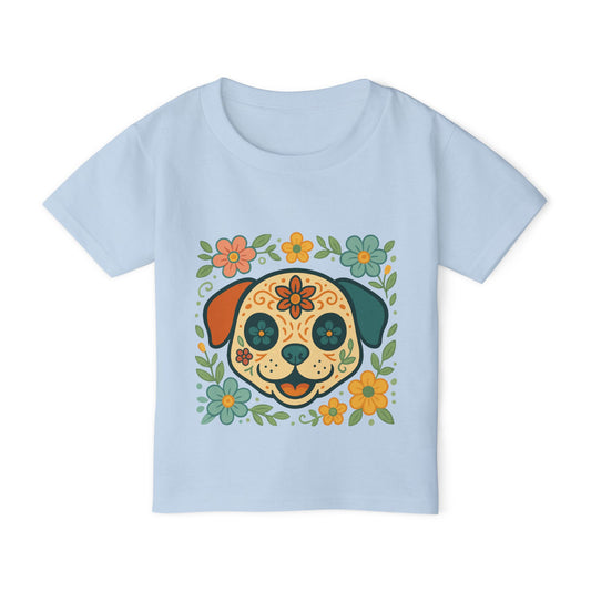 Toddler T-Shirt • Floral Sugar Skull Puppy Design