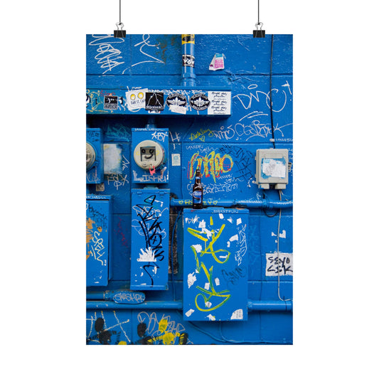 Blue Graffiti Street Art Poster | Urban Utility Boxes Photography