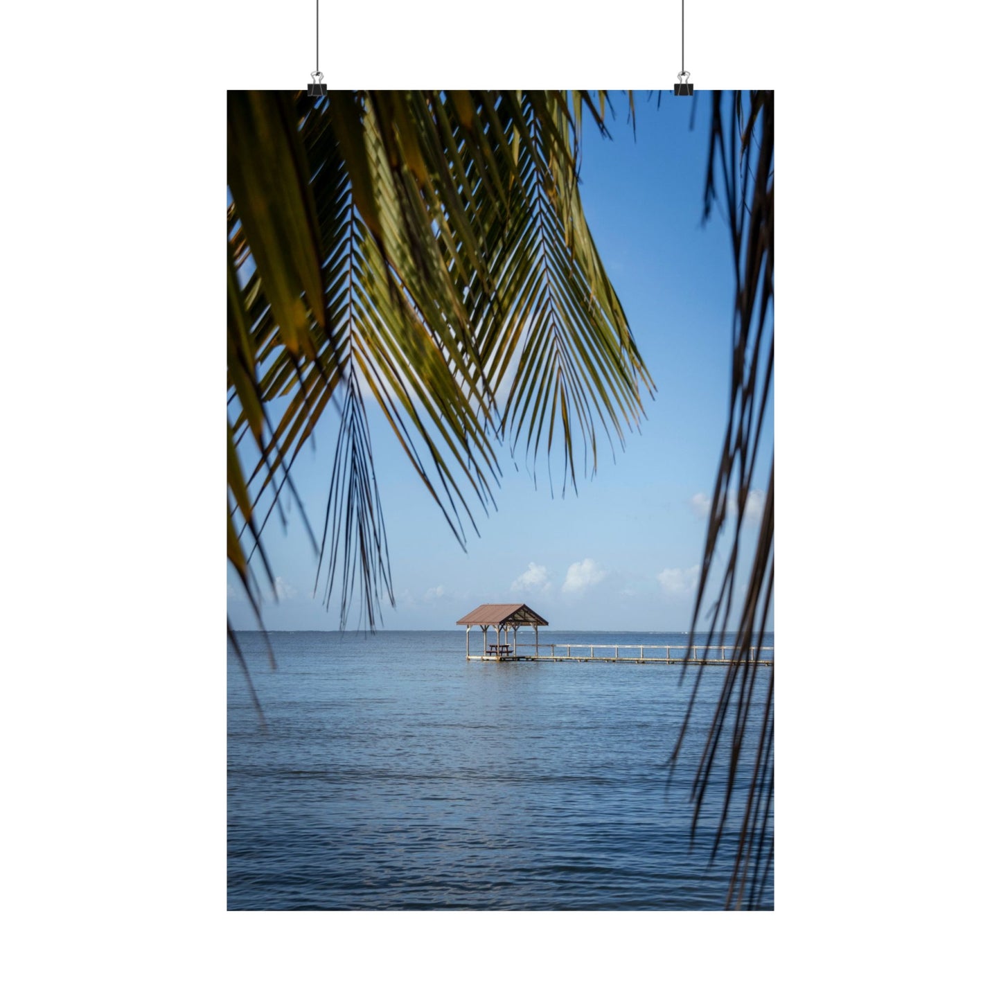 Tropical Palm Beach Pier Poster | Matte Vertical Poster