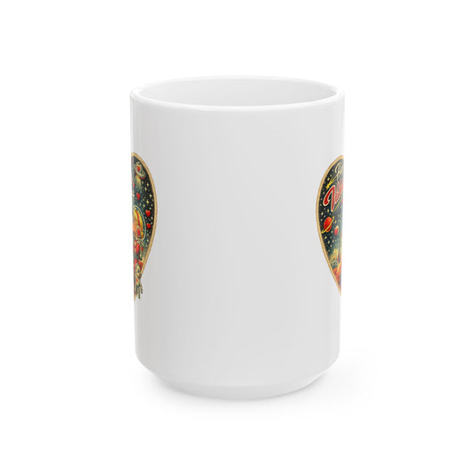 Retro 1950s Space-Age Valentine Ceramic Mug - Romantic Vintage Love Design (11oz, 15oz)