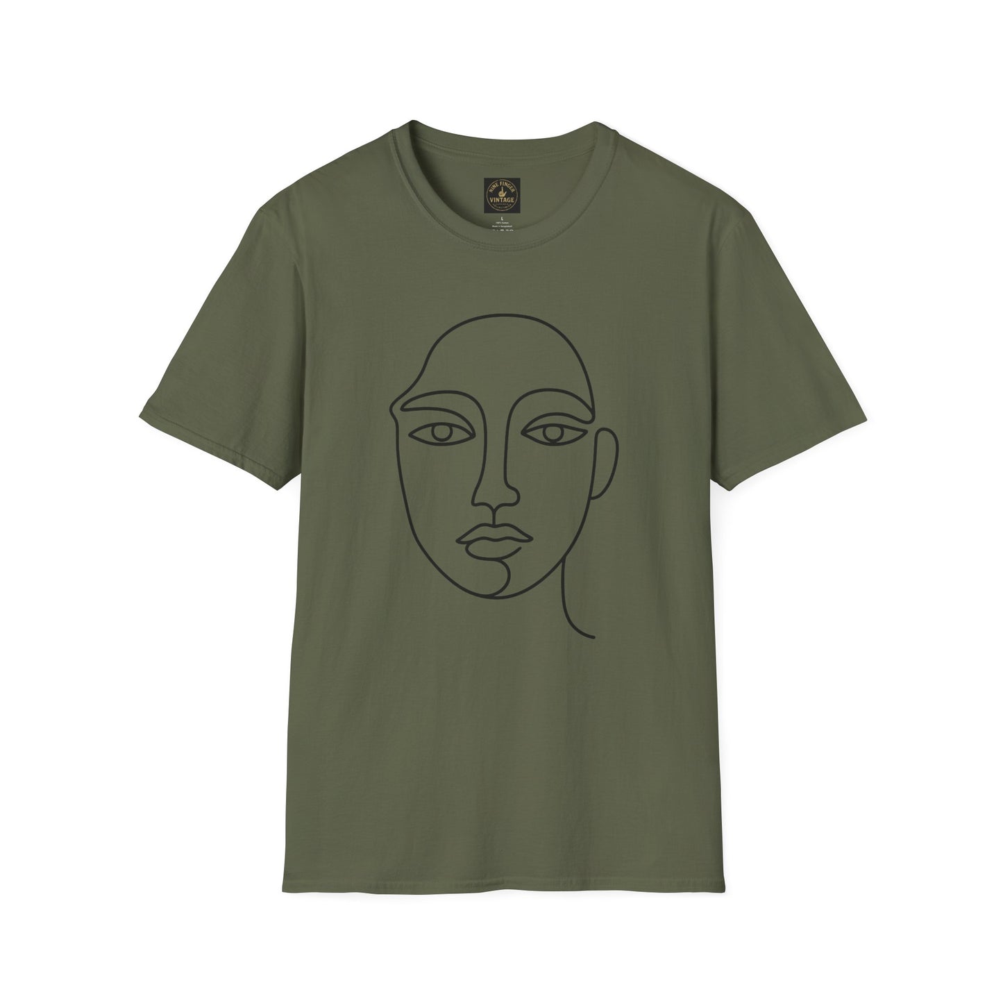 Minimal Line Art Face T-Shirt — Modern Abstract Portrait Tee