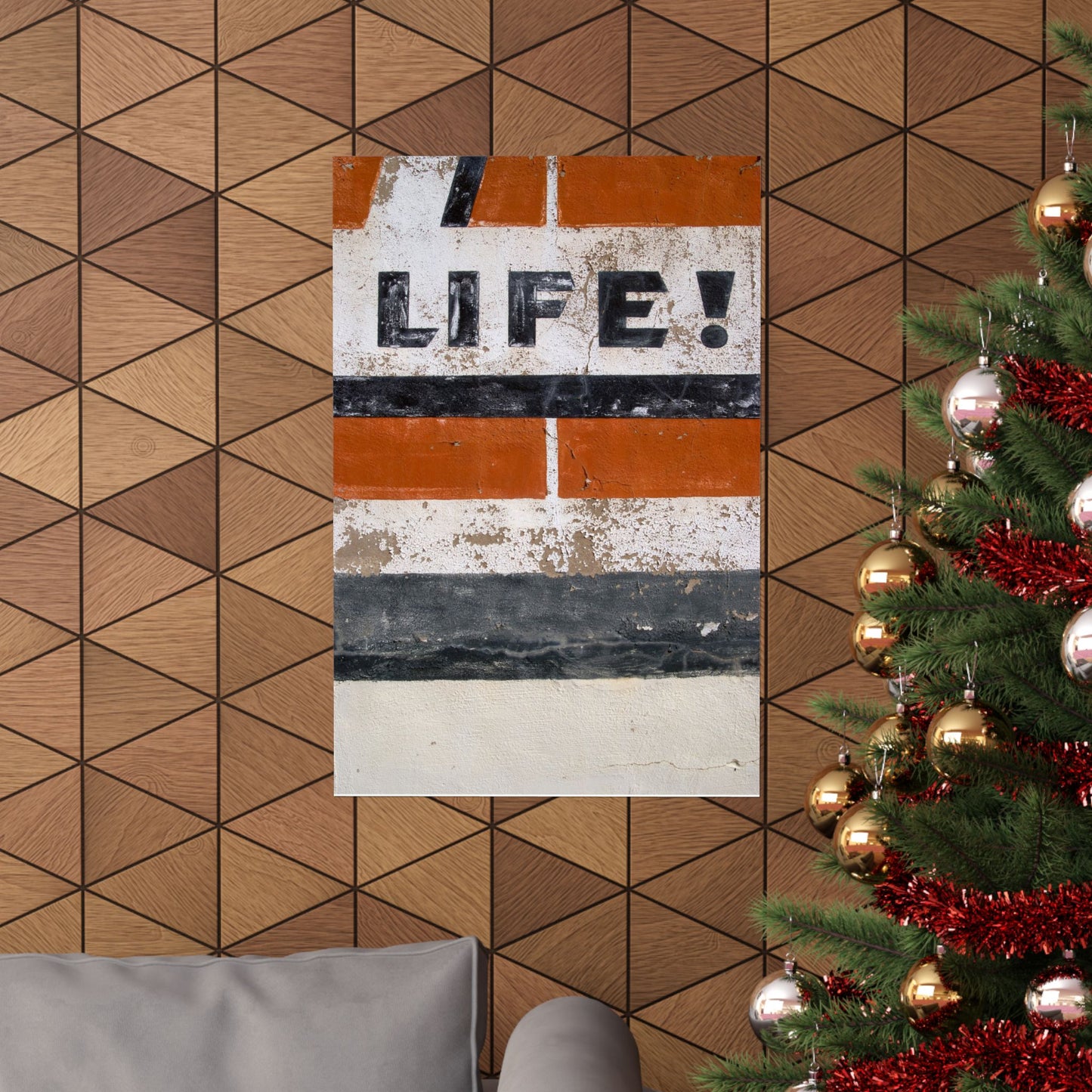 Retro 'LIFE!' Typography Poster Matte Vertical Poster | Vintage Stripes