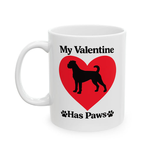 Dog Mom Coffee Mug — "My Valentine" Heart Paw Design (11oz & 15oz)