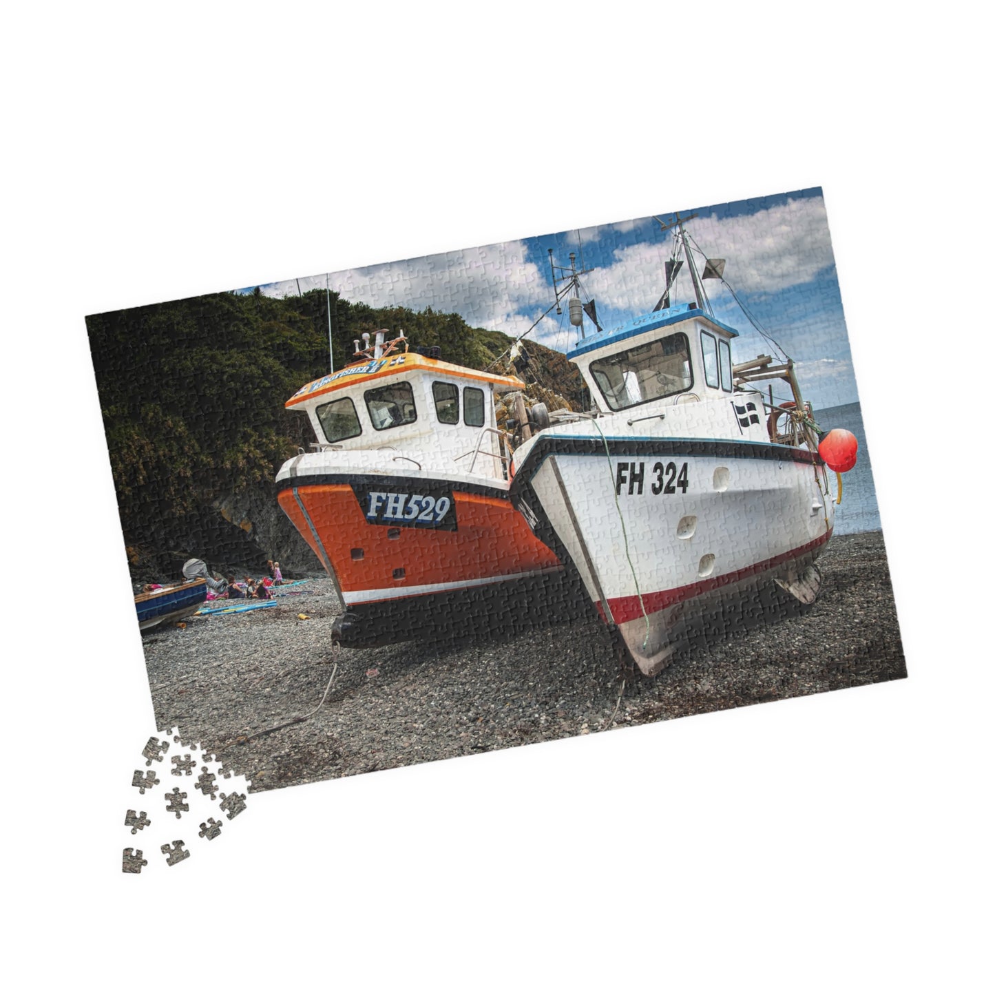 Coastal Fishing Boats Jigsaw Puzzle — Scenic Harbor Photo Puzzle (110/252/520/1014 pcs)