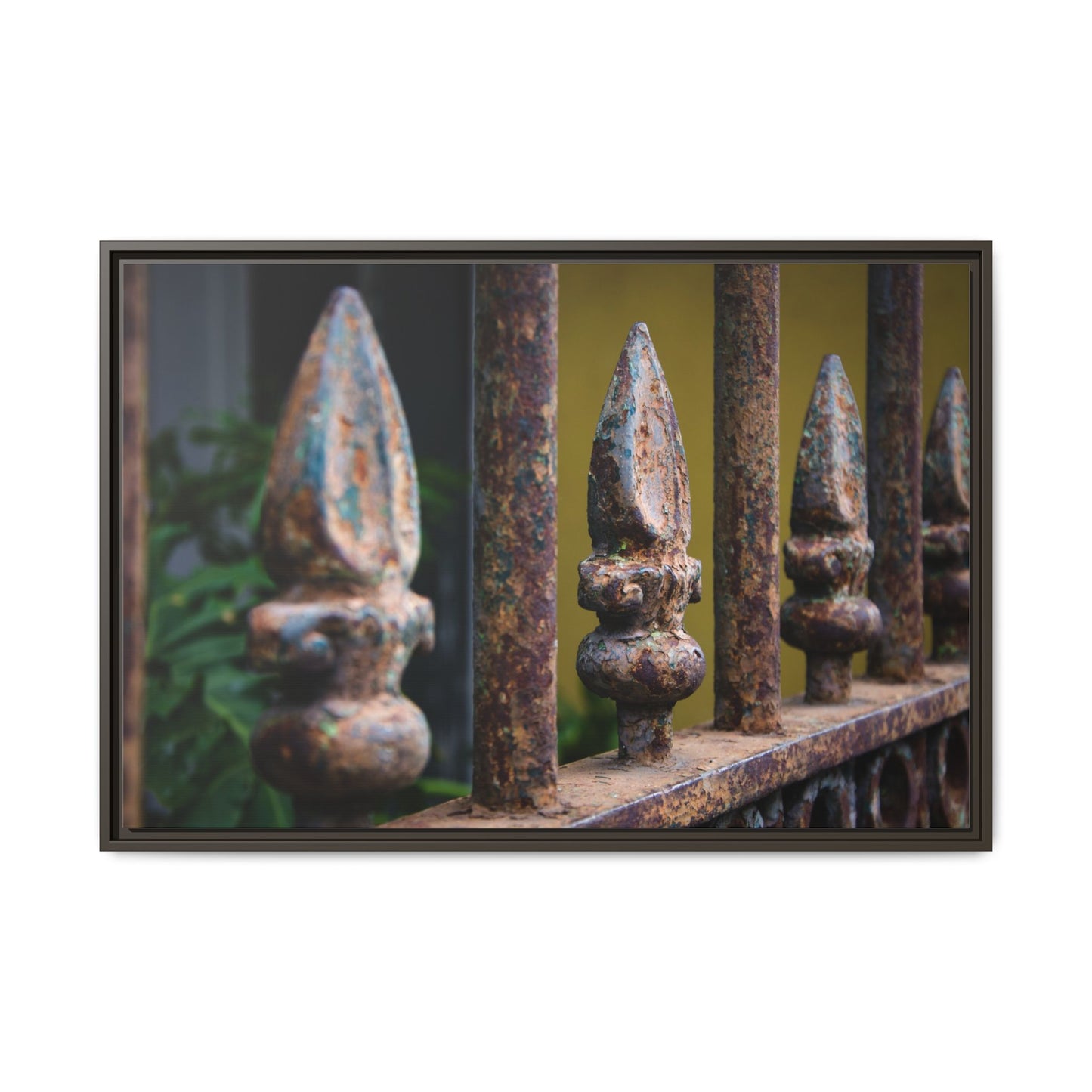 New Orleans Wrought Iron Matte Canvas Framed Wall Art — Rusted Iron Finials