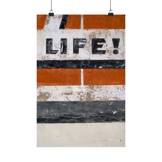 Retro 'LIFE!' Typography Poster Matte Vertical Poster | Vintage Stripes