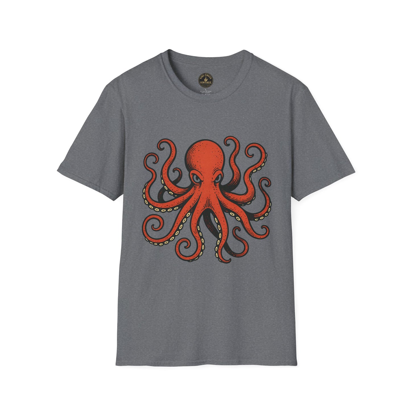Red Octopus Illustration T-Shirt | Nautical Sea Creature Tee