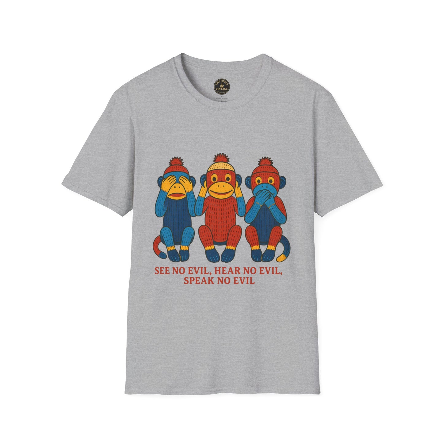 See No Evil Hear No Evil Speak No Evil T-Shirt | Sock Monkey Trio