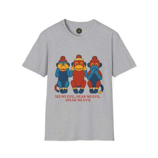 See No Evil Hear No Evil Speak No Evil T-Shirt | Sock Monkey Trio